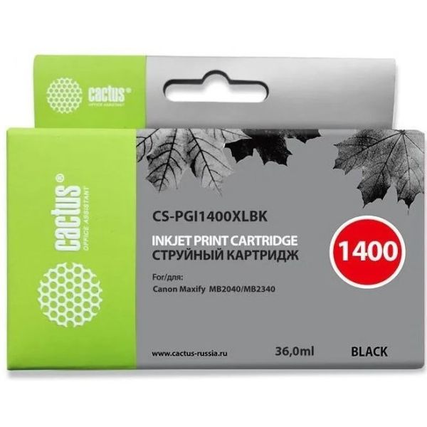 Картридж для принтера и МФУ Cactus CS-PGI1400XLBK черный, [pgi-1400xlbk]